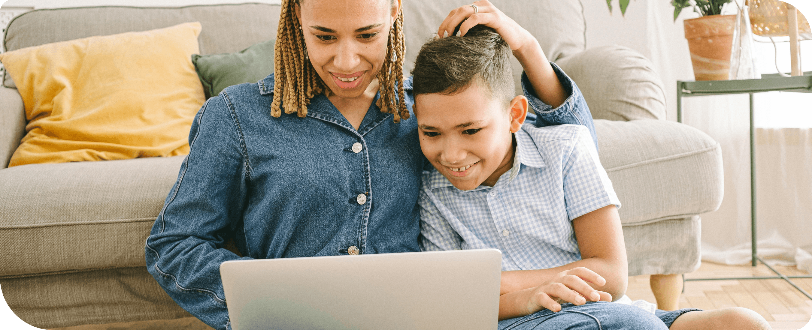 Mother and child learning together