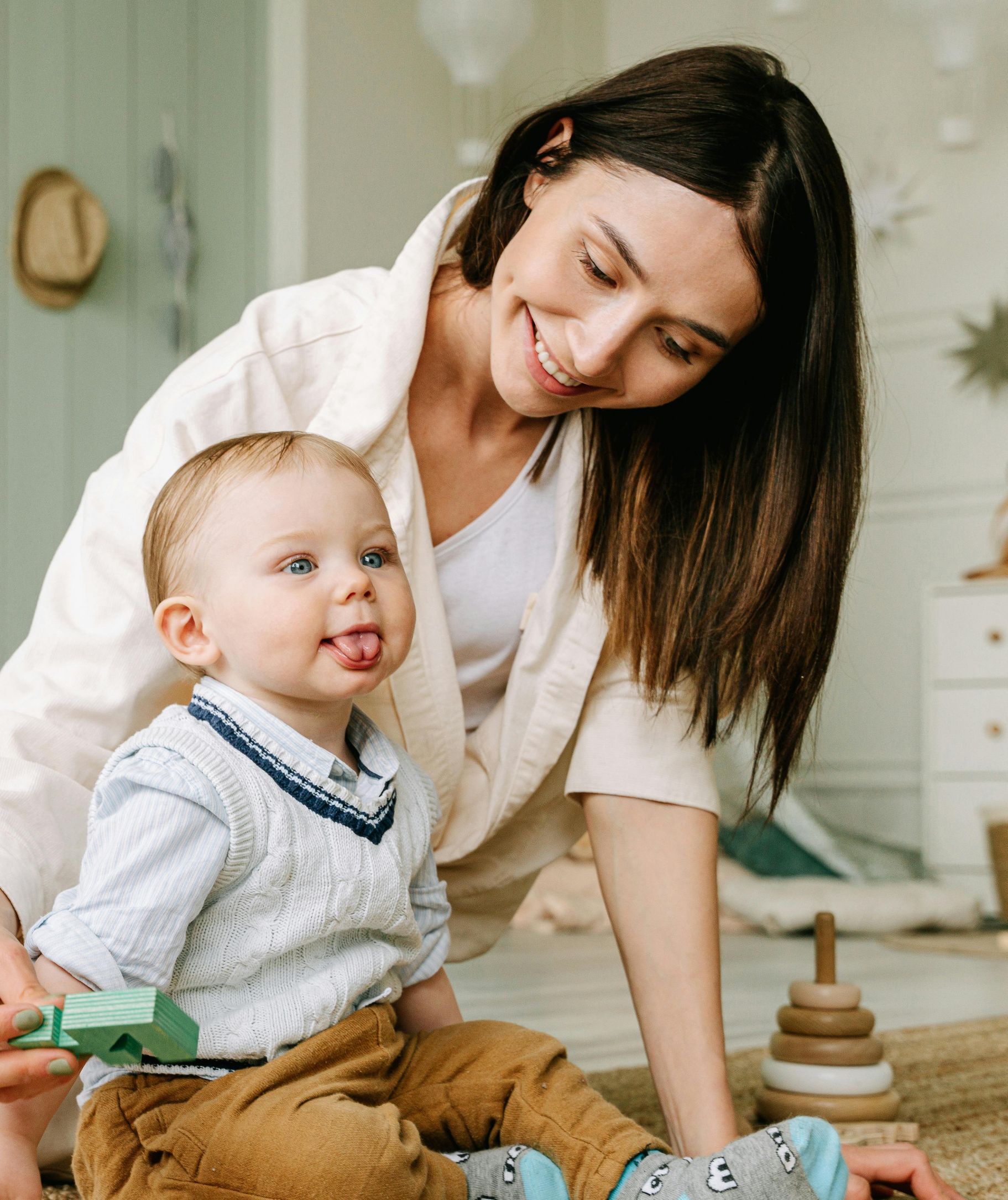Mother and child learning together